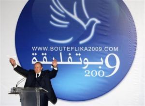 Algerian President Abdelaziz Bouteflika gestures during a campaign rally in