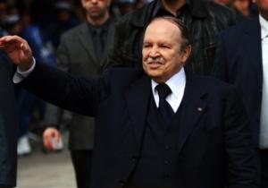 Algerian President Abdelaziz Bouteflika, gestures,  in Tizi Ouzou, Algeria,
