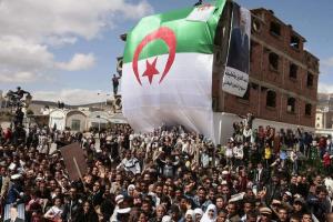 Supporters of Algeria's President and candidate in the forthcoming presidential