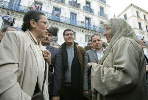 Louisa Hanoune (L), spokeswoman of Algeria's Workers' Party and candidate