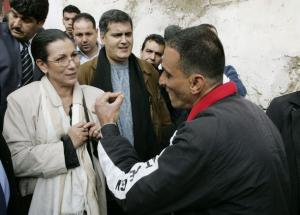 Louisa Hanoune (L), spokeswoman of Algeria's Workers' Party and candidate