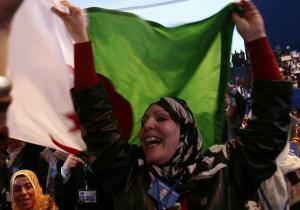A supporter of Abdelaziz Bouteflika, Algeria's president and candidate in