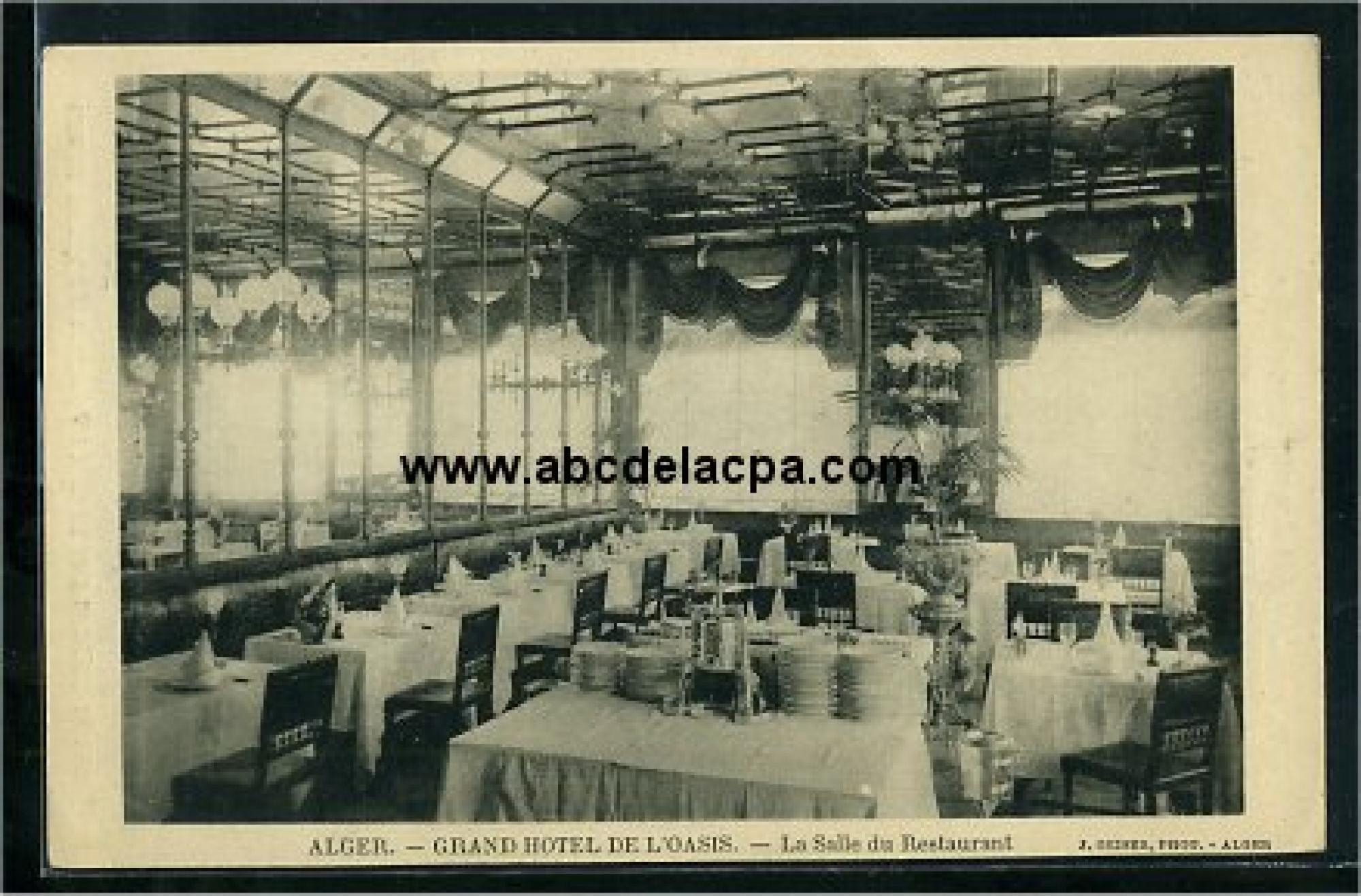 Alger -      Bâtiments  - Grand hôtel de l'Oasis - La salle du restaurant