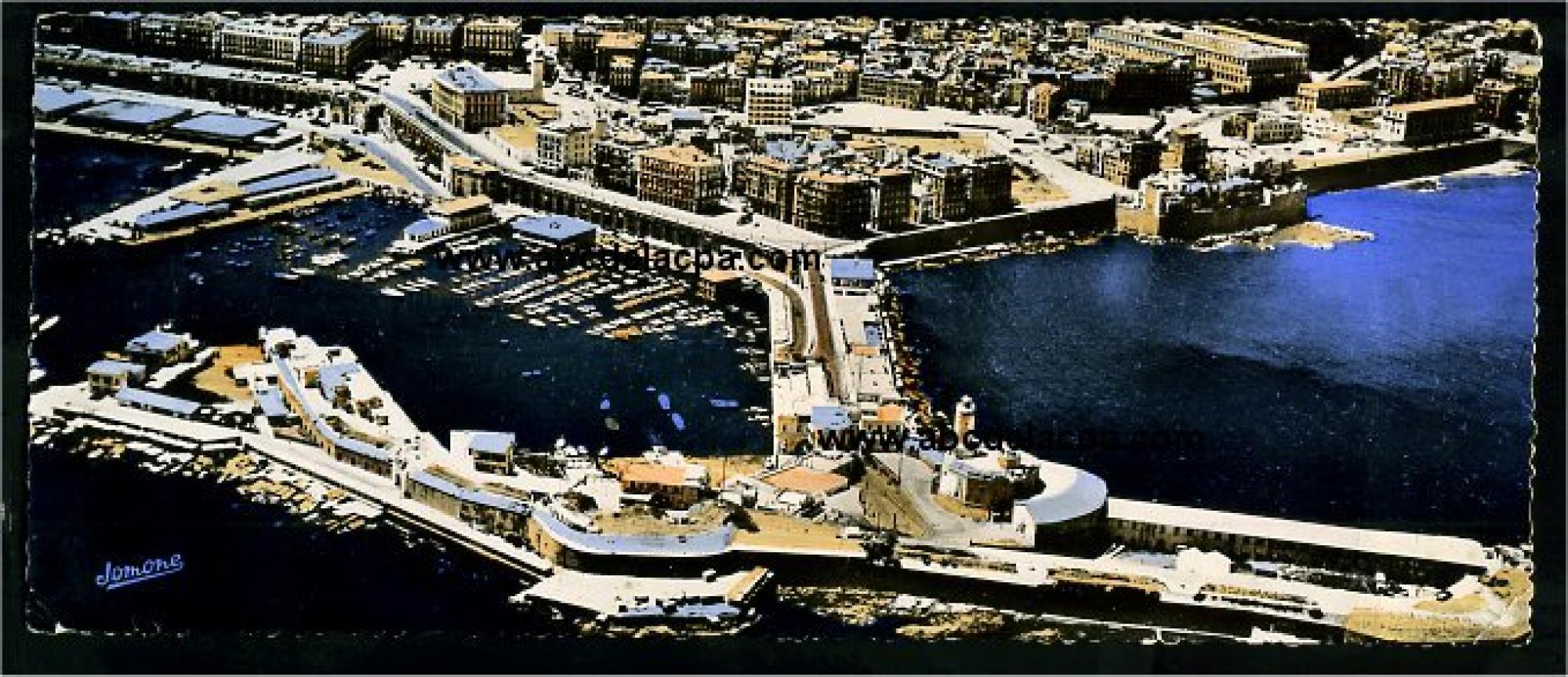 Alger - Vue      Générale  - Vue générale sur le port et la ville - Carte postale grand format, 21,5cm x 9 cm
