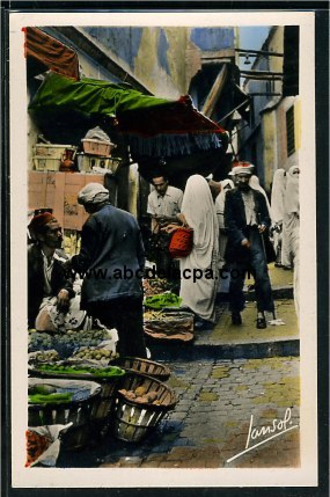 Alger - La      Casbah  - Rue arabe (les marchands)