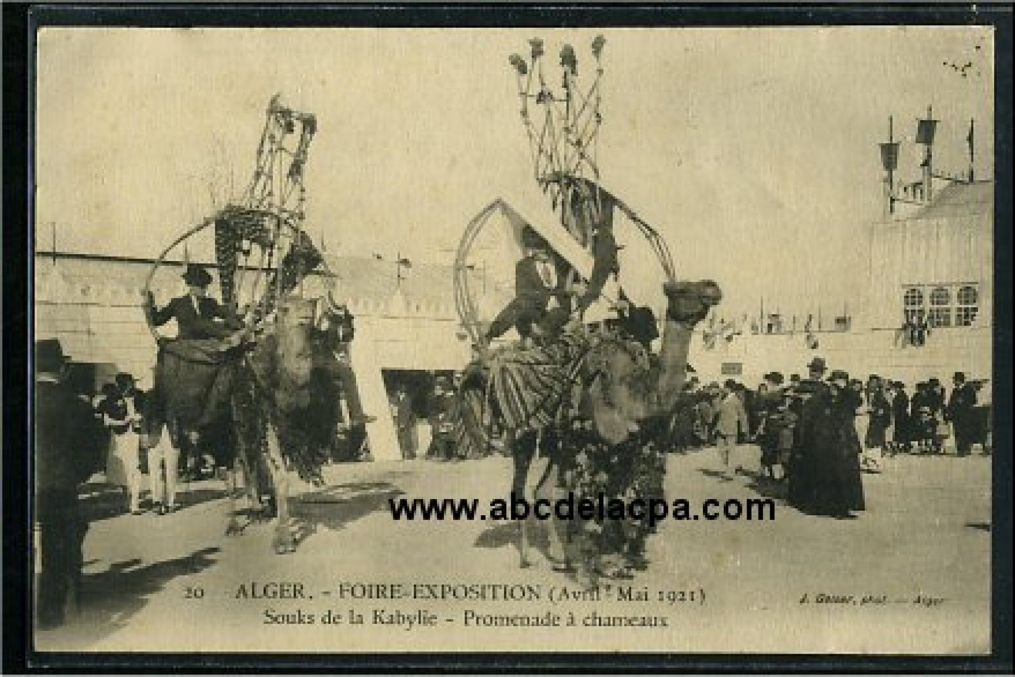 Alger - Scènes      et types, divers  - Alger - Foire exposition, avril mai 1921 - Souks de la Kabylie - Promenade à chameaux