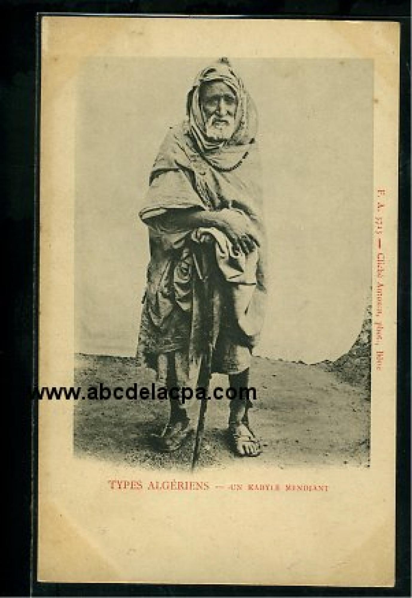 Bône -      Divers  - un kabyle mendiant - cliché bône