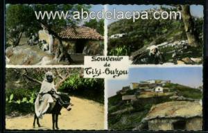 Tizi Ouzou  - souvenir de tizi-ouzou - café maure en montagne, cimetière au pied d'un village kabyle, kabyle centenaire se rendant au marché, village de montagne en kabylie