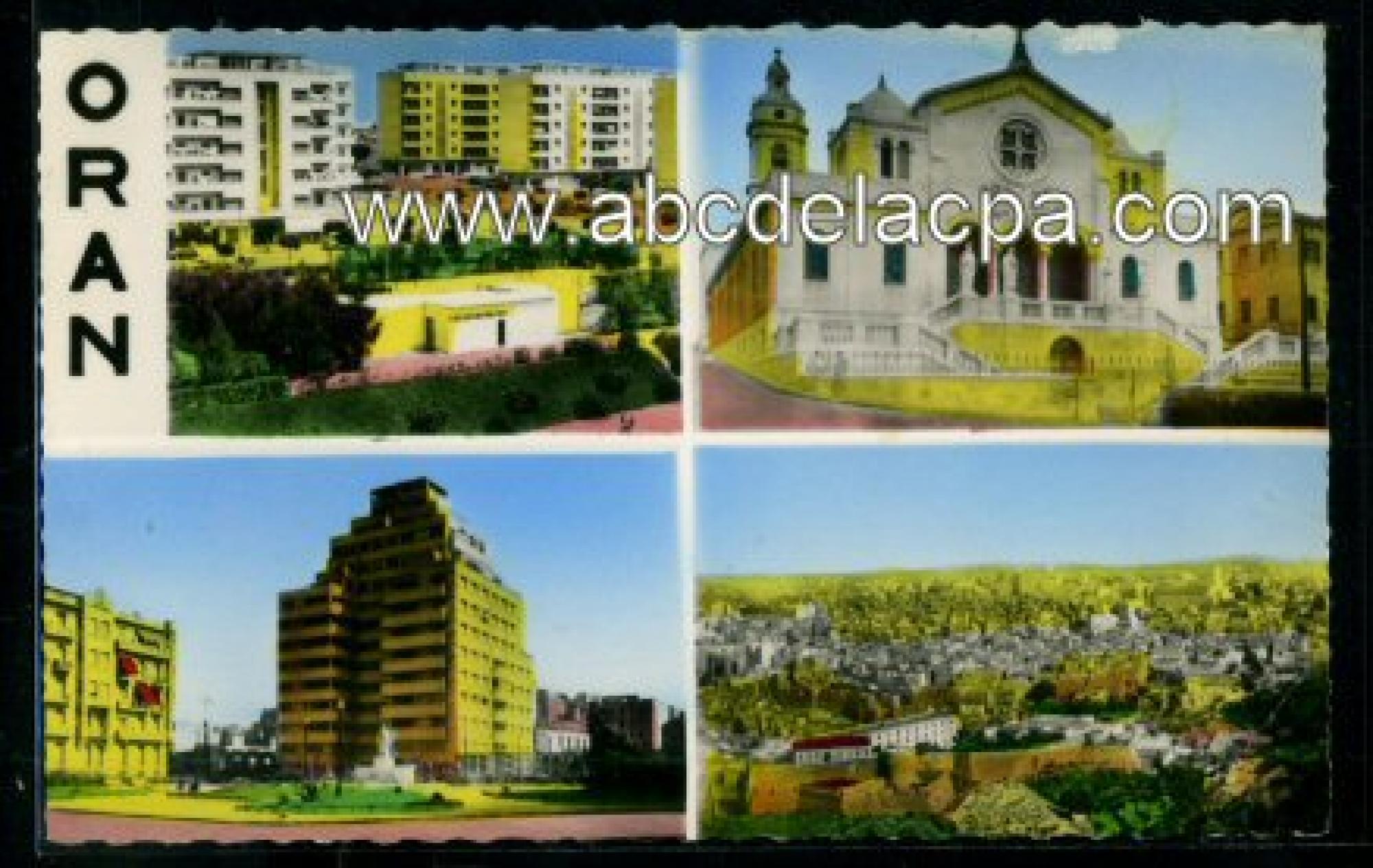 Oran -      Bâtiments  - les hlm de gambetta - square lyautey - ancienne cathédrale saint louis - vue générale