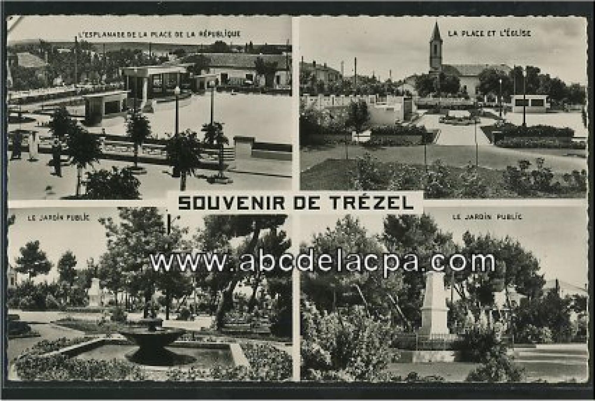 Sougueur (Trezel)  - souvenir de trezel - l'esplanade de la place de la république - la place et l'eglise - le jardin public - le jardin public