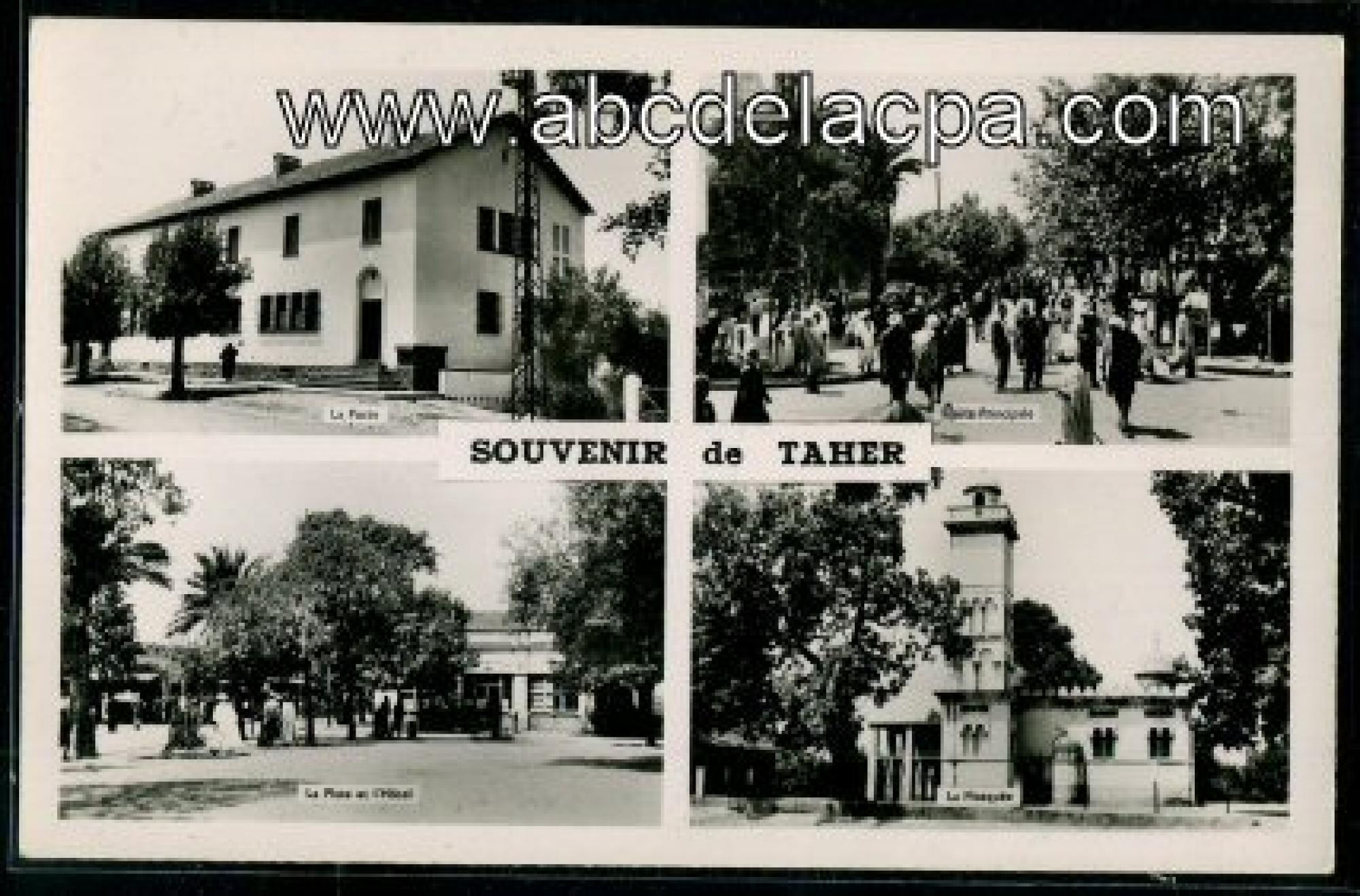 Taher  - souvenir de taher - la poste - route principale - la place et l'hôtel - la mosquée