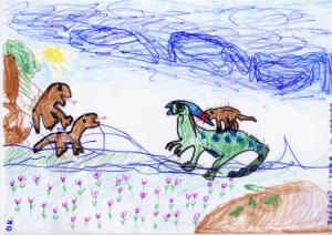La bataille des dinosaures Dessins d'enfants