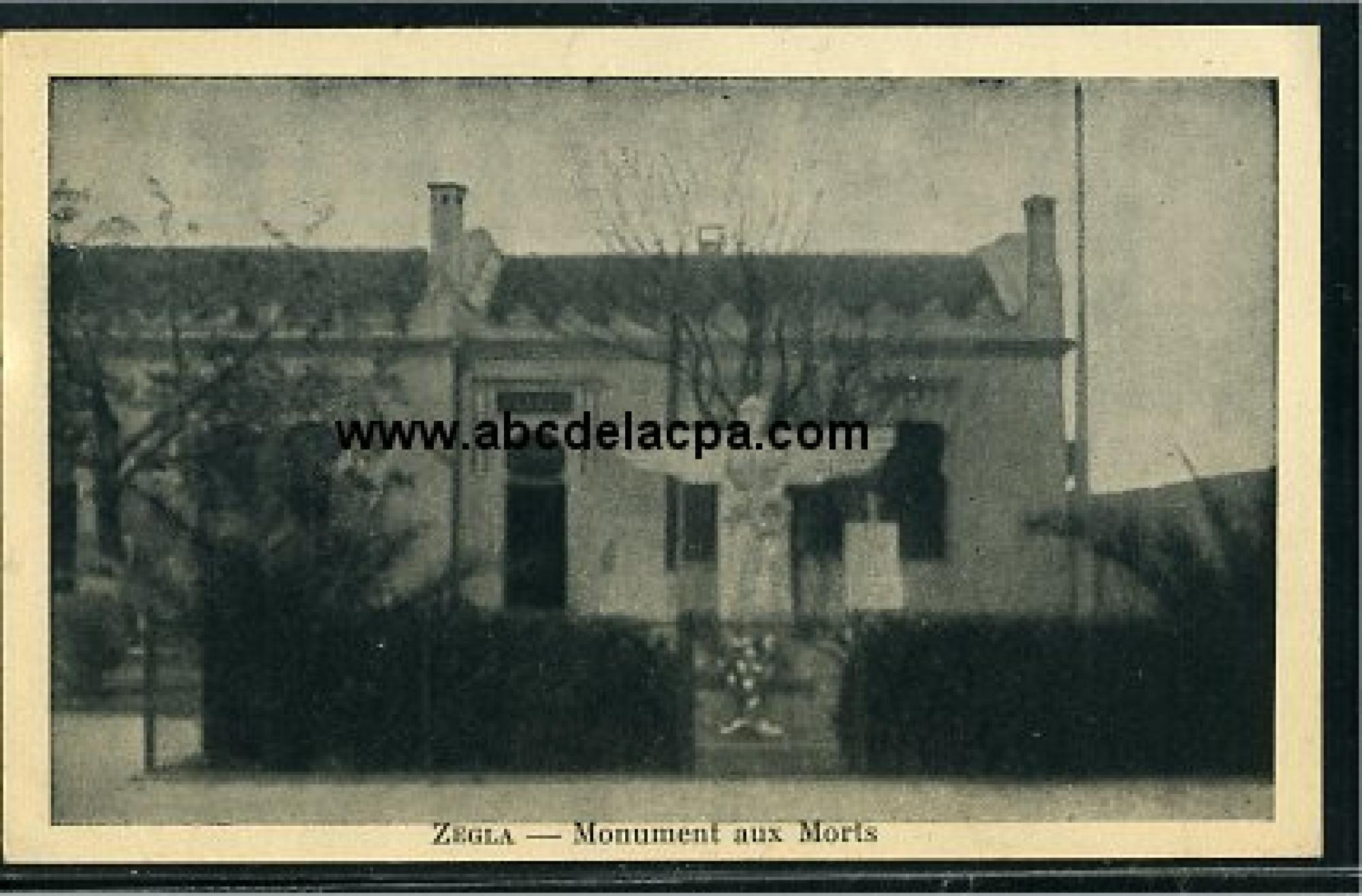 Zegla  - monument aux morts - correspondance au dos datée de 1956