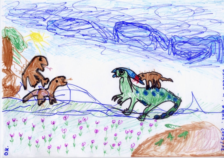 La bataille des dinosaures Dessins d'enfants