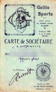Galia Sport Carte de sociétaire