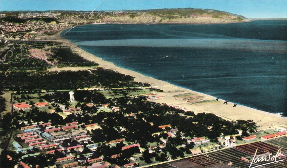 Le Camp du LIDO Vue générale, la Plage, la Baie d´ALGER- CPSM, Bromocolor