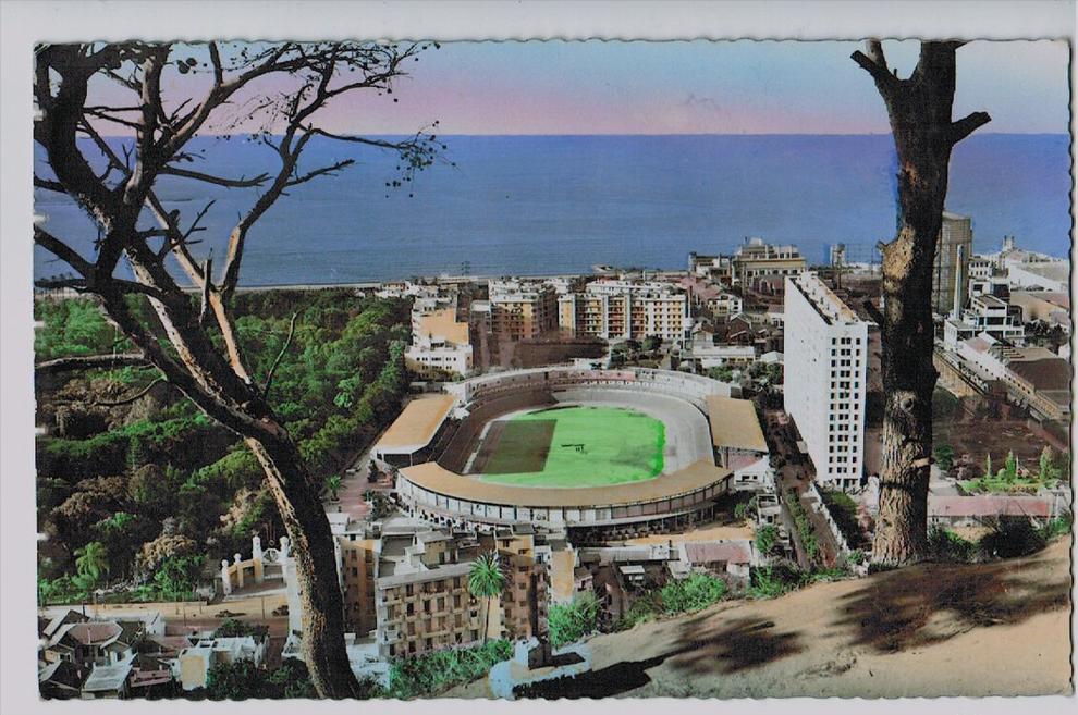 cpsm ALGER  Stade Municipal et Groupe HLM Duboucher 1957