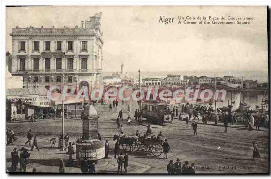 CPA Alger Un Coin De La Place Du Gouvernement