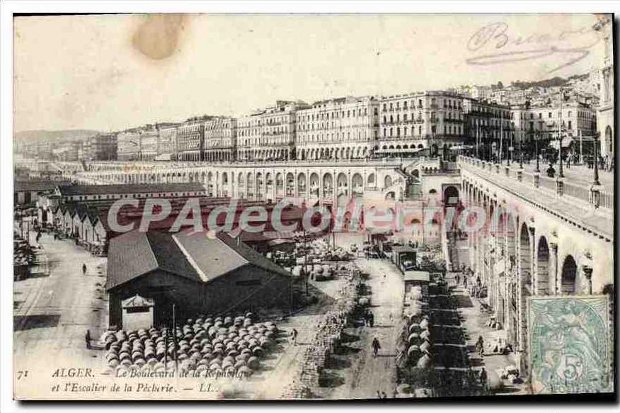 CPA Alger Le Boulevard De La République et l'escalier de la pêcherie
