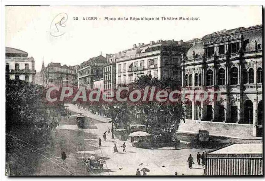 CPA Alger Place De La Republique Et Theatre Municipal