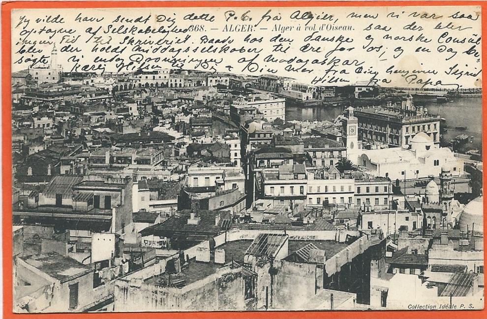 E037, * ALGER à VOL d´OISEAU * CIRCULÉE 1908, 2 SCANS