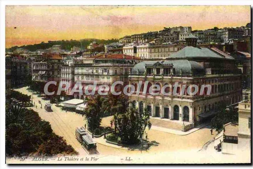 CPA Alger Le Theatre Et la Place