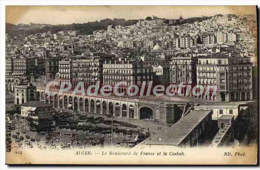 CPA Alger Le Boulevard De France Et la Casbah