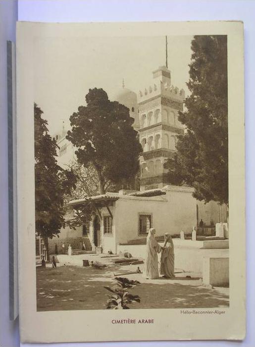 ALGER - CIMETIERE ARABE - CARTE PUBLICITAIRE DOUBLE - IMPRESSION BACONNIER FRERES - ALGER