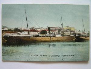 cpa, très belle vue, Bône, le port, accostage complet à quai