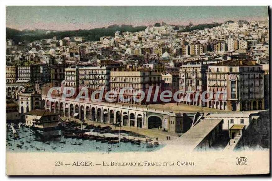CPA Alger Le Boulevard De France Et La Casbah