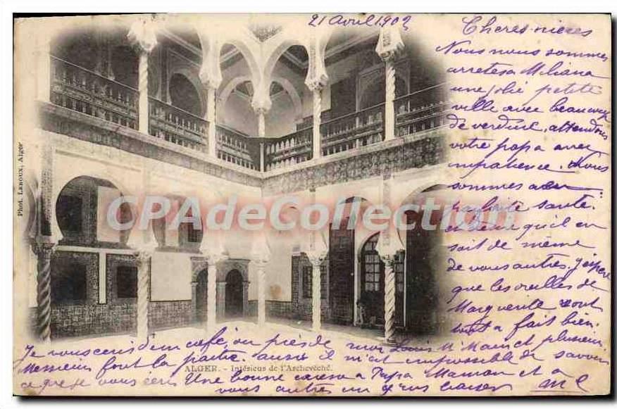 CPA ALGER intérieur de l'Archevêché