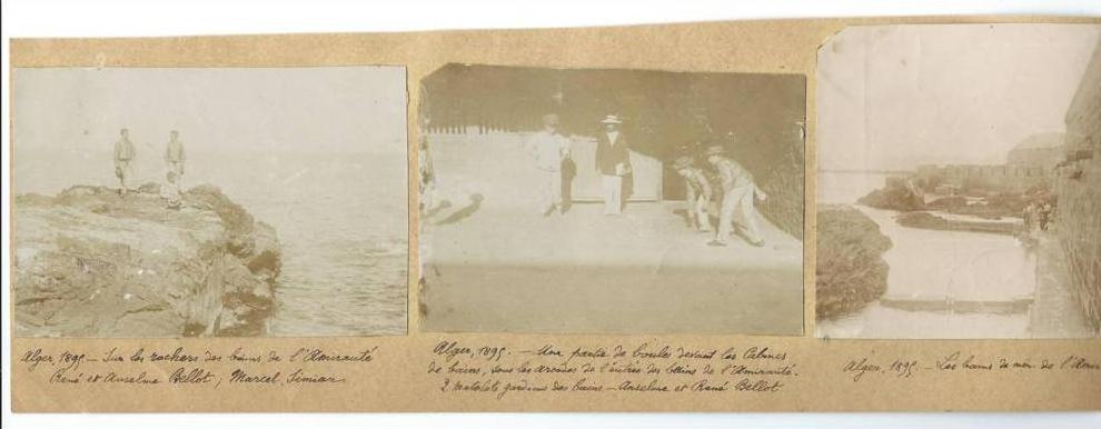 PHOTOS 1895 ALGER - PARTIE DE BOULES - BAINS DE L'AMIRAUTE - PETANQUE