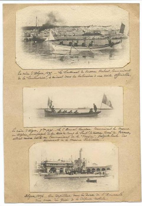 PHOTOS 1894 ALGER - BATEAU LA COULEUVRINE + TORPILLEUR - COMMANDANT BELLOT ETC .... DEFENSE MOBILE