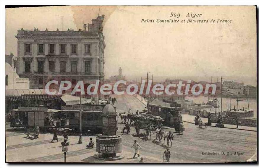 CPA Alger Palais Consulaire Et Boulevard De France