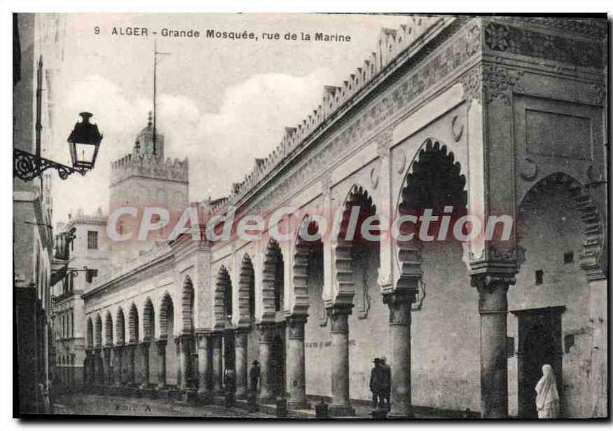 CPA Alger Grande Mosquee Rue De La Marine