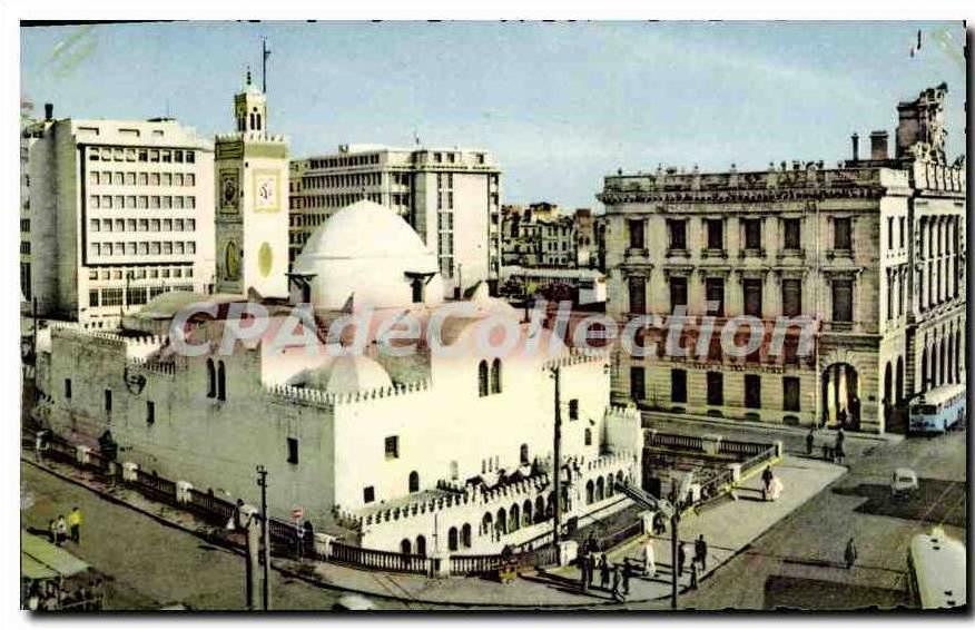 CPA ALGER place du gouvernement chambre de commerce grande Mosquée