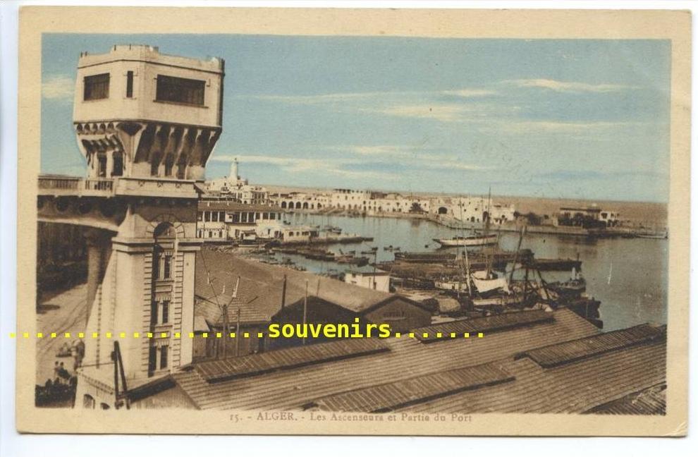 CPA  ALGERIE  ALGER les Ascenseurs et partie du Port