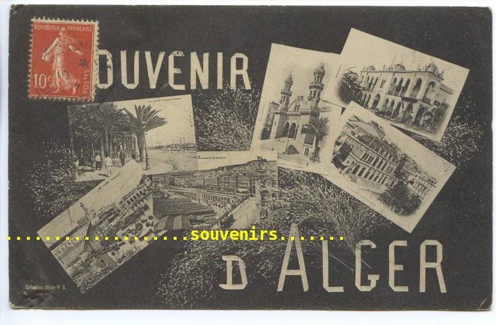 CPA  ALGERIE   Souvenir d' ALGER  , multivue , 1907