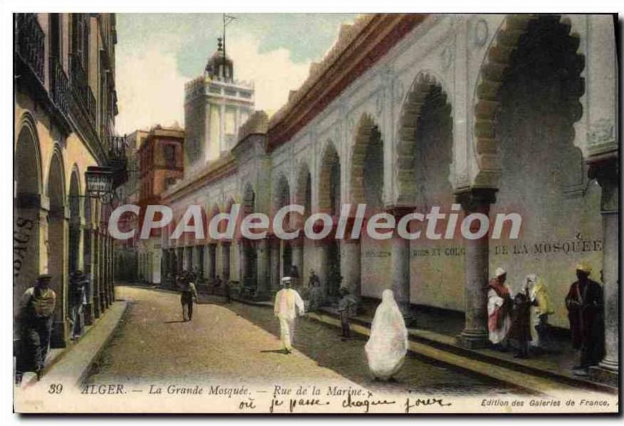 CPA Alger La Grande Mosquee Rue De La Marine