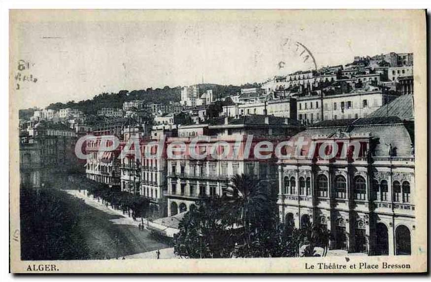 CPA Alger Le Theatre Et Place Bresson