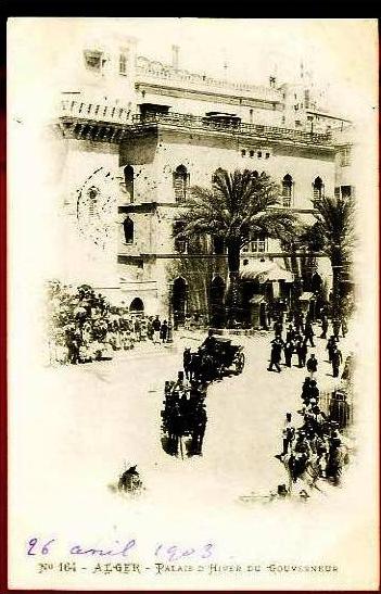ALGER - 164  Palais d' hiver du Gouverneur - (Beau plan animé avec défilé et cérémonie) - CP précurseur, vers 1900.