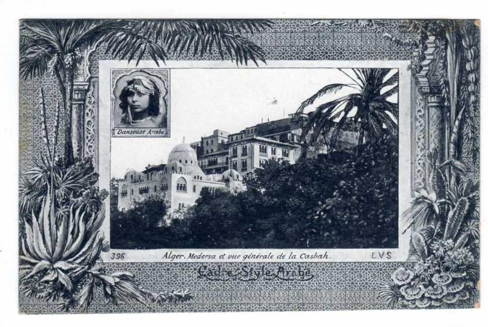 alger (cadre style arabe) medersa et vue generale de la casbah