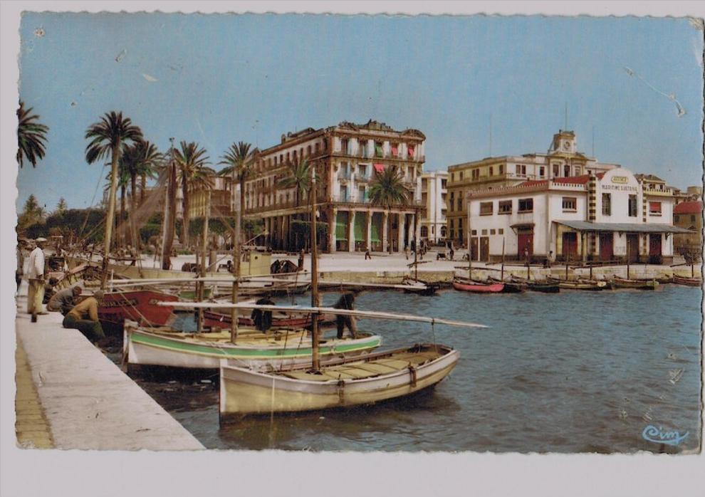 cpsm BONE Bône ou Annaba  Un coin du port - Quai Warnier , Entrée du Cours Bertagna 1959, FM