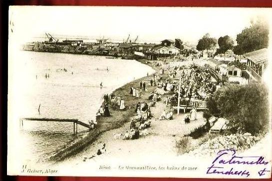 BONE - 11  La Grenouillère, les bains de mer - (Beau plan très animé) - CP précurseur, vers 1900.