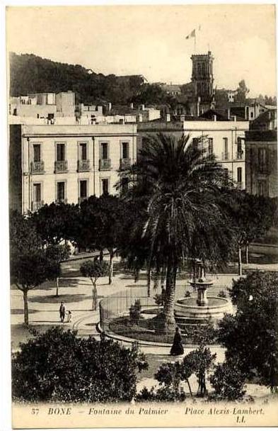 ALGERIE  BONE  FONTAINE DU PALMIER  PLACE ALEXIS LAMBERT