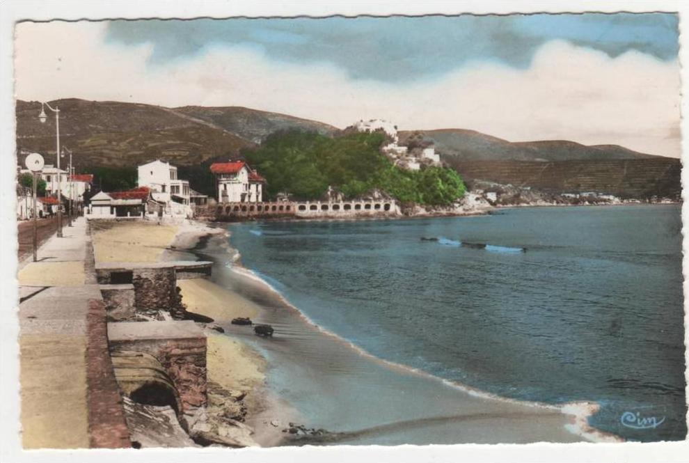 CPSM COLORISEE BONE ( ANNABA ), LA CORNICHE ET PLAGE DE ST CLAUD, format 9 cm sur 14 cm environ, ALGERIE