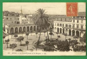 cpa  ALGERIE    BONE    La place d´Armes et la mosquée   .........RAM4