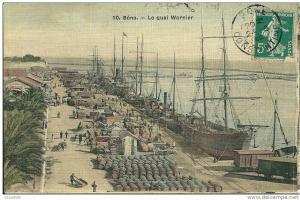 BONE - le quai  warnier ( en 1906 ) les bateaux à voiles