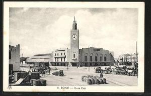 CPA Bone, Gare Etat, Bahnhof