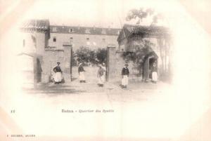ALGERIE BATNA QUARTIER DES SPAHIS ANIMEE CARTE PRECURSEUR CIRCULEE 190?